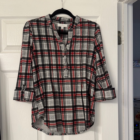 new directions Tops - New Directions Red and Black Plaid Button-Down Shirt